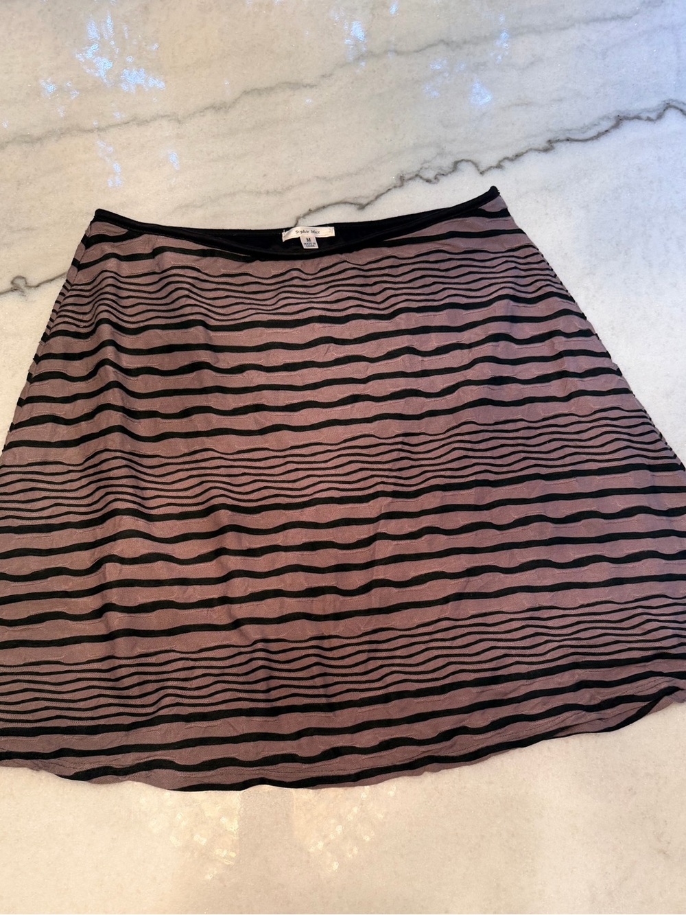 Sophie Max Grey and Black Striped A-Line Skirt